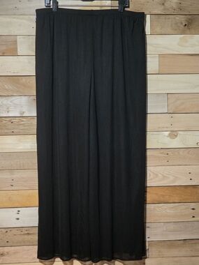 Chiasso 3X Black Sheer Wide Leg Pants Lined Elastic Waist Palazzo Elegant Office